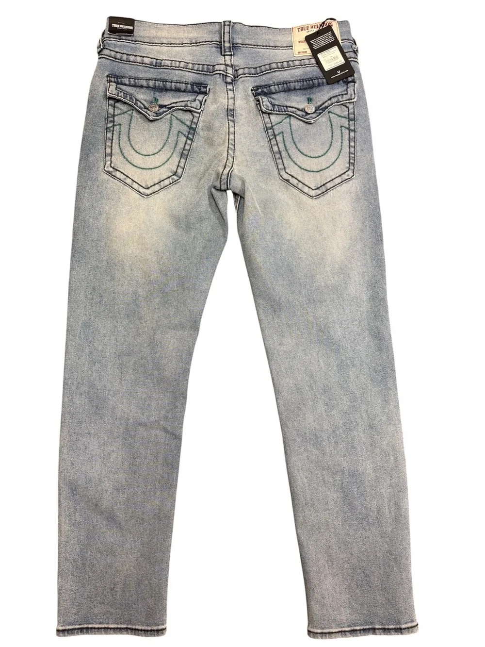 NWT True Religion Geno Big T Flap Slim Jeans 34x32 Light Blue
